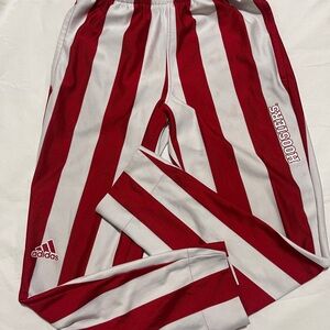 Kids Indiana Hoosiers Adidas Red and White Candy Striped Pants